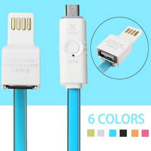 Double Side Plus 100cm USB2.0 To Micro USB Charging Data With OTG Adapter Cable