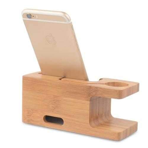 Bamboo Universal Desk Stand Charging Station Holder For Cell Phone iWatch