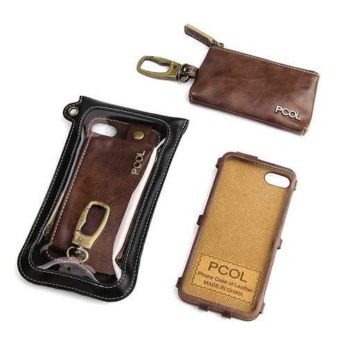 PCOL Zipper Wallet Case With Card Slots & Hook For iPhone 7/8