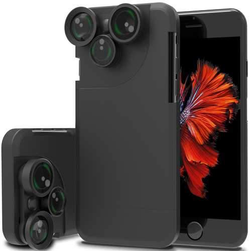4 In 1 Wide Angle Fisheye Macro Telephoto 360 Rotation Camera Lens Kit Case For iPhone 7/7 Plus