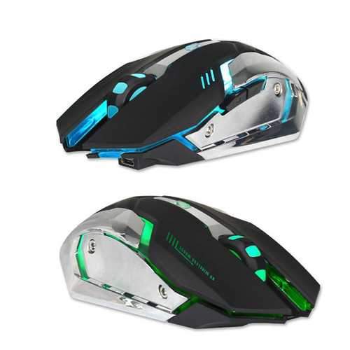 Zerodate 7 Colors 5 Buttons 2400DPI Rechargeable Wireless Backlight Ergonomics Optical Gaming Mouse