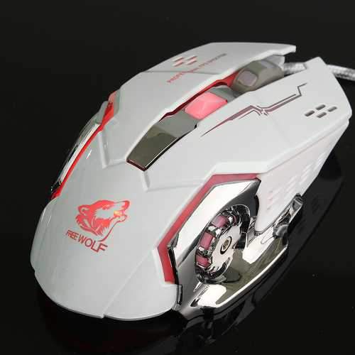 Free Wolf 4000DPI 6 Button LED Optical Gaming Mouse Mechanical Macro Programmable for PC Laptop