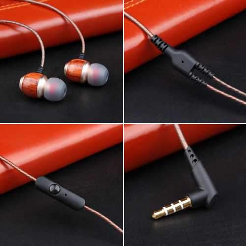 M300 Wooden HiFi Deep Base In-Ear Wired Control Earphone Headphone with Built-in Mic