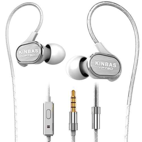 KINBAS VP790 3.5mm Wired Control HiFi Deep Bass In-Ear Metal Earphone with Builit-in Mic