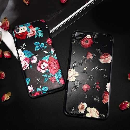 FLOVEME 3D Relief Printing Flower Soft TPU Case for iPhone 7/8 7Plus/8Plus