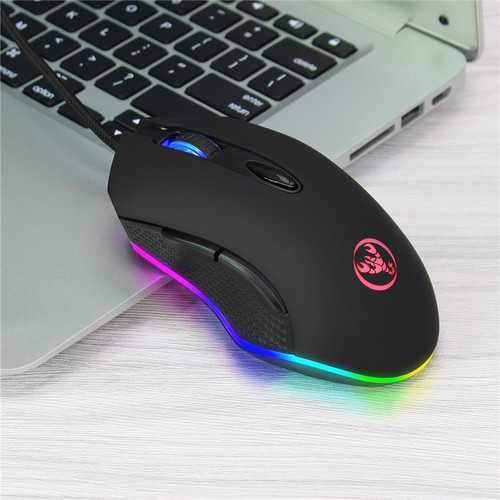 HXSJ S500 RGB Backlit Gaming Mouse 6 Buttons 4800DPI Optical USB Wired Mice Macros Define