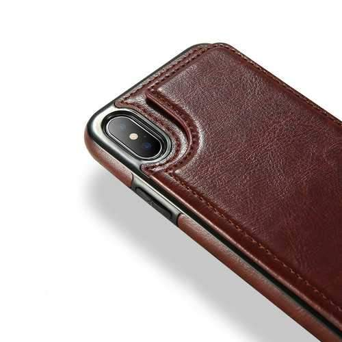 KISSCASE Retro PU Leather Card Slots Bracket Case for iPhone X 8/8 Plus/7/7 Plus/6/6s/6 Plus/6s Plus