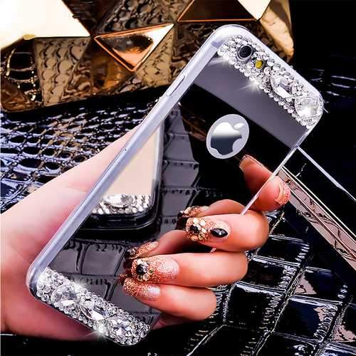 KISSCASE Diamond Glitter Clear Mirror Cover Case for iPhone X 7/7Plus