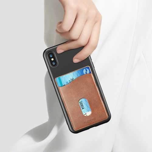 FLOVEME Universal Credit Card Holder Pocket PU Leather Pouch for Samsung iPhone Xiaomi