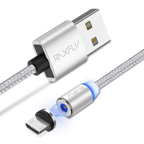 RAXFLY Micro USB LED Magnetic Braided Charging Cable 1m For Xiaomi Redmi 5 Plus Note 4X 5 S7