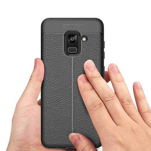 Bakeey Anti Fingerprint Soft TPU Litchi Leather Case for Samsung Galaxy A8 Plus 2018