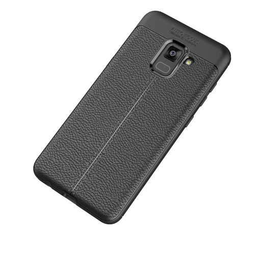 Bakeey Anti Fingerprint Soft TPU Litchi Leather Case for Samsung Galaxy A8 Plus 2018