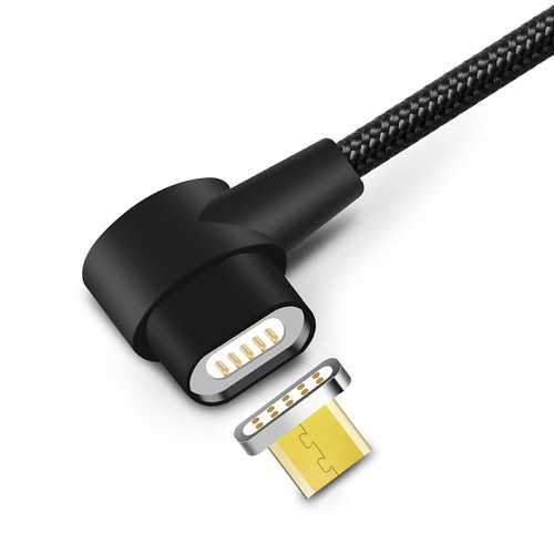 YAOMAISI Q13-Micro 90 Degree 2.4A Micro USB Braid Magnetic Phone Cable for Samsung Xiaomi Huawei