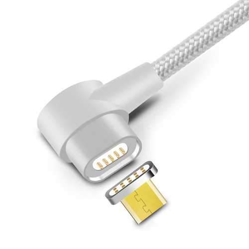 YAOMAISI Q13-Micro 90 Degree 2.4A Micro USB Braid Magnetic Phone Cable for Samsung Xiaomi Huawei