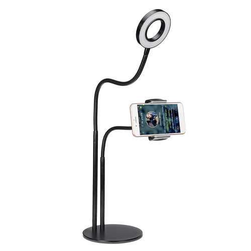 Universal Live Stream Fill Light Desktop Phone Holder Selfile Stand for iPhone Xiaomi Mobile Phone