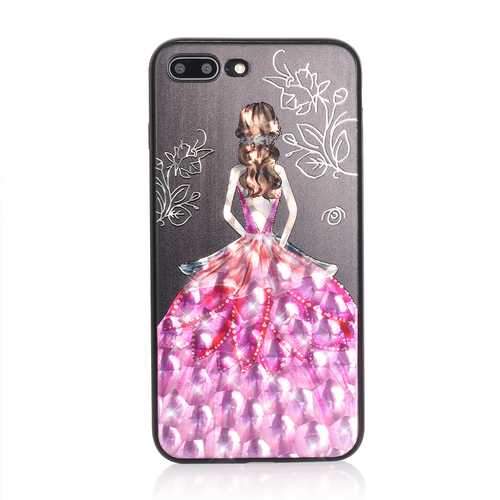 Bakeey 3D Painting Protective Case For iPhone X/8/8 Plus/7/7 Plus/6s Plus/6 Plus/6s/6 Pink Dress Glitter Bling