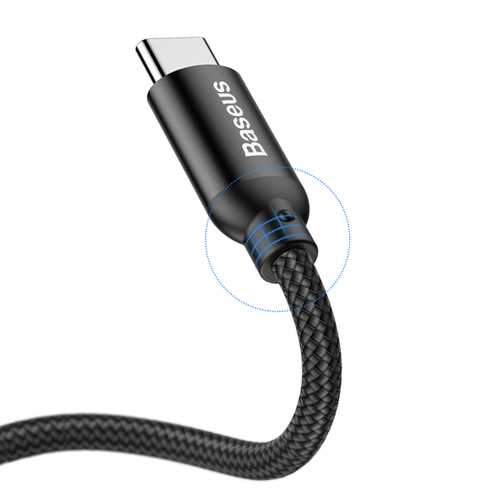 Baseus 2.4A Type C High-density Braided Fast Charging Data Cable 23cm With Micro USB Adapter Buckle