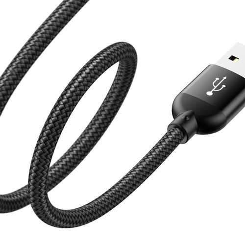 Baseus 2.4A Type C High-density Braided Fast Charging Data Cable 23cm With Micro USB Adapter Buckle