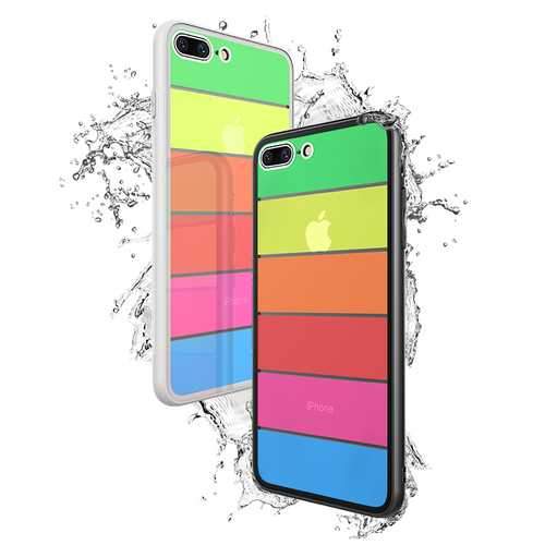 Bakeey Rainbow Scratch Resistant Tempered Glass Back Cover TPU Frame Protective Case For iPhone 8/8 Plus/7/7 Plus/6/6 Plus/6s/6s Plus