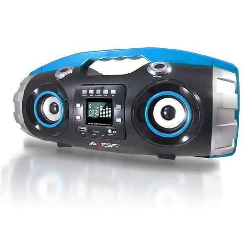 AXESS Portable Bluetooth FM Radio CD MP3 USB SD Heavy Bass Boombox Blue