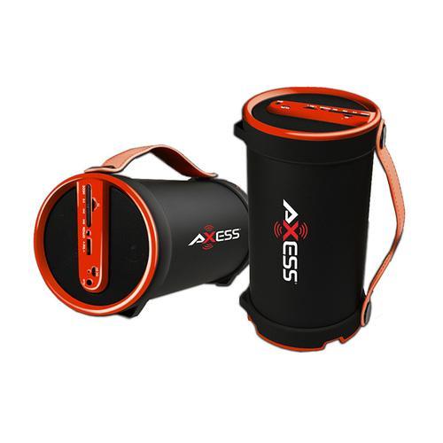 Axess Red Portable Bluetooth IndoorOutdoor 2.1 HiFi Cylinder Loud Speaker with BuiltIn 4 Inch Sub