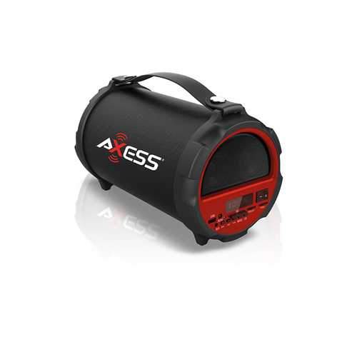 AXESS Bluetooth In-Outdoor 2.1 Hi-Fi Cylinder Loud Speaker  Built-In 4" Sub Red